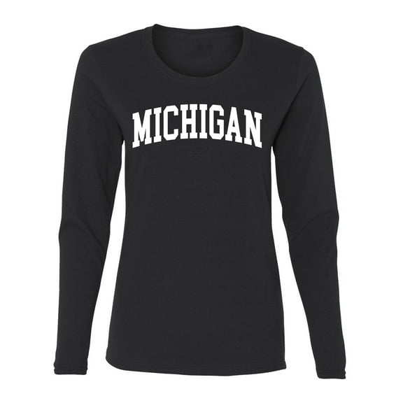Wild Bobby State of Michigan College Style Women Graphic Long Sleeve Tee