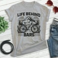 thumbnail image 2 of Life Behind Bars Bike T-shirt, Unisex Women's Men's Bicycle Cycling Mountain Bike Exercise Outdoors, Heather Gray, XX-Large, 2 of 6