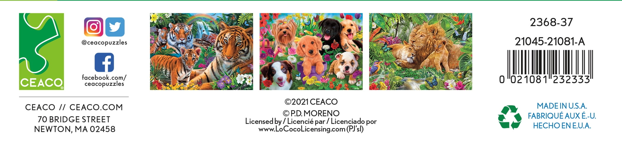 Ceaco 550-Piece Harmony Tiger Family Interlocking Jigsaw Puzzle