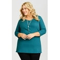 thumbnail image 1 of Avenue Women's Plus Size Wessex Essential 3/4 Sleeve Longline Tee Top, 1 of 6