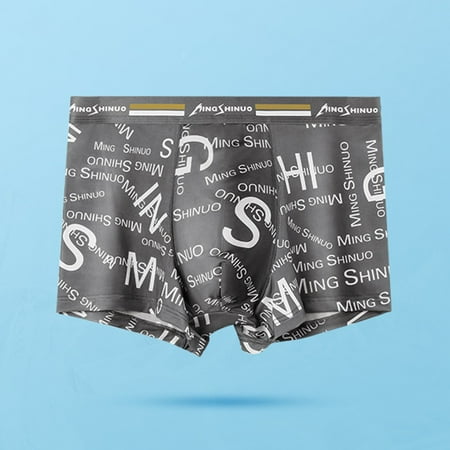 

ALSLIAO Mens Ice Silk Underwear Boxer Briefs Shorts Breathable Pouch Underpants Trunks Gray 3XL