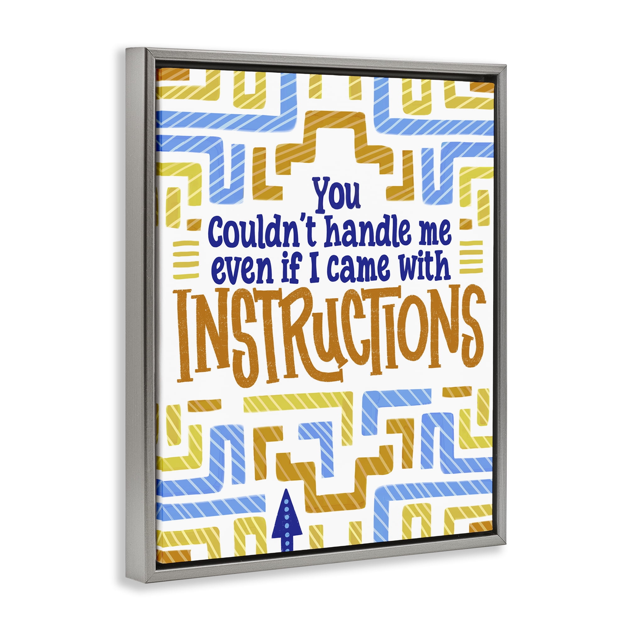 Stupell Industries Funny Can't Handle Me Gray Framed Floater Canvas Wall Art, design by Connie Summers