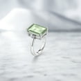 thumbnail image 4 of Gem Stone King 925 Sterling Silver Green Prasiolite and White Lab Grown Diamond Ring for Women (6.68 Cttw, Emerald Cut 14x10MM, Gemstone Birthstone, Size 8), 4 of 4