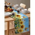 thumbnail image 3 of Yellow Sunflower Burlap Cotton Table Runner 13x120 Inches Long, Spring Floral Leaves Butterfly Pastoral Farmhouse Table Runners, Outdoor Dining Tablecloths Decor for Baby Shower/Party/Wedding, 3 of 6