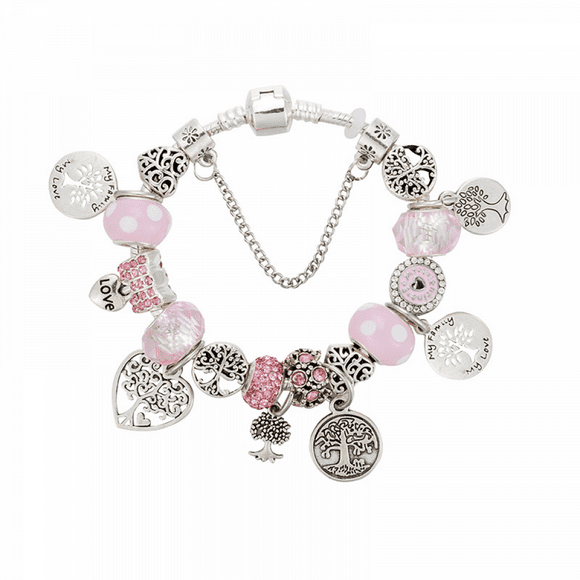 Women's Charm Bracelet, Tree of Life Family Tree Pendant