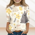 thumbnail image 2 of LTTVQM Easter Shirts for Girls 2026 3/4 Sleeve Funny Rabbit Eggs Graphic Tshirts Comfy Crew Neck Blouses Trendy Clothes Fluorescence Yellow 11-12 Years, 2 of 5