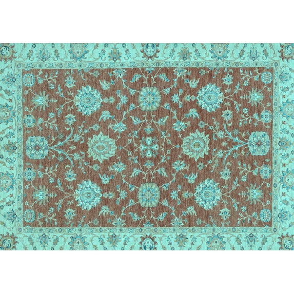 Ahgly Company Indoor Rectangle Oriental Light Blue Traditional Area Rugs, 5' x 8'