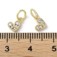 thumbnail image 3 of 20pcs Rack Plating Brass Micro Pave Cubic Zirconia Pendants Cadmium Free & Lead Free Long-Lasting Plated Heart Real 18K golden Plated 6x7x1.5mm Hole: 3.2mm, 3 of 3