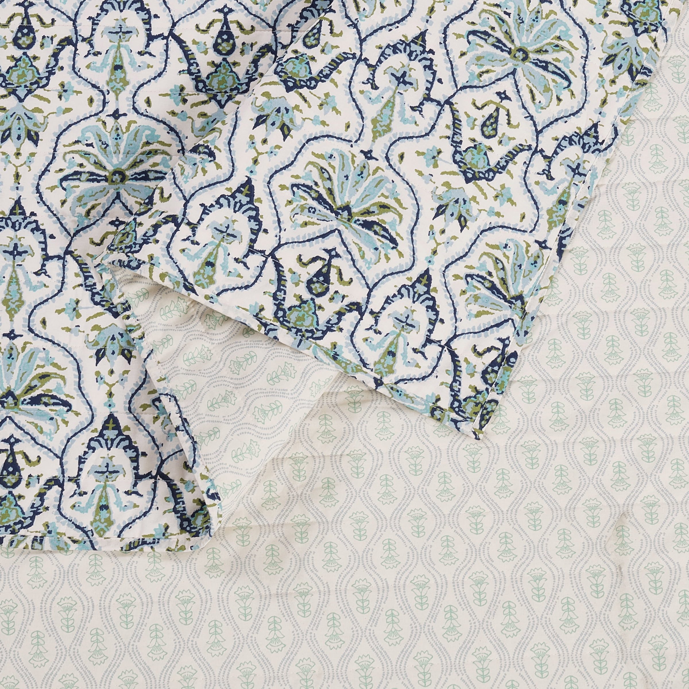 Spartina 449 Hamilton 3-Piece Reversible Cotton Quilt Set, Cream/Blue, King