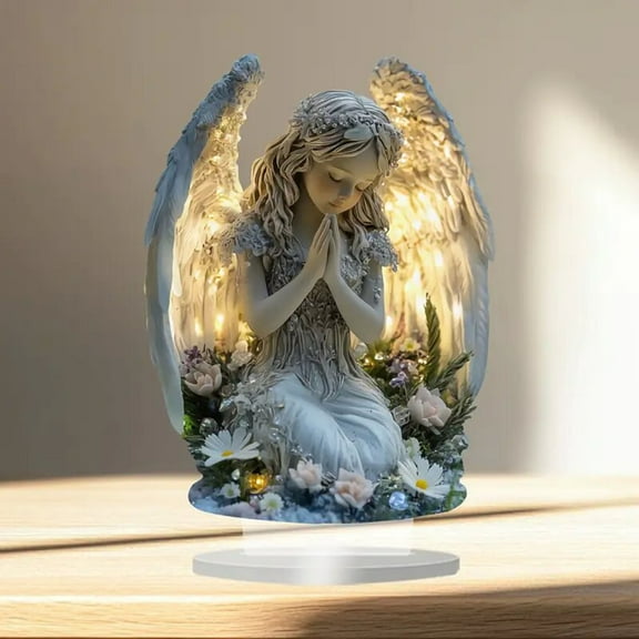 Pretty Cute Tabletop Decorations,Angel Ofprayer Statue,Peaceful and Warm Tabletop Decorations,Multicolor Glow Light Decoration Table Ornament Statues Tabletop(Angel Ofprayer 7in)