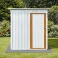 thumbnail image 2 of 5x4 Ft Outdoor Storage Sheds with Vents, Metal Tool Sheds with  Sloping Roof and Padlock, Waterproof Organization for Home/Backyard/Garden Tools/Lawn Storage, White and Yellow, 2 of 6