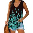 thumbnail image 2 of Gibobby Camiseta sin mangas con cuello en V y estampado de flores degradadas para mujer(Negro,M), 2 of 5