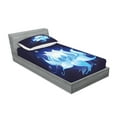thumbnail image 2 of Ambesonne Floral Fitted Sheet & Pillow Sham Set, Lotus with Dew Drops, Twin, Indigo Sky Blue, 2 of 2