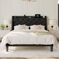 thumbnail image 4 of Virans Full Bed Frame with 16" Deluxe Wingback & Charging Station, Upholstered Platform Bed with Button Tufted Storage Headboard,Black, 4 of 8