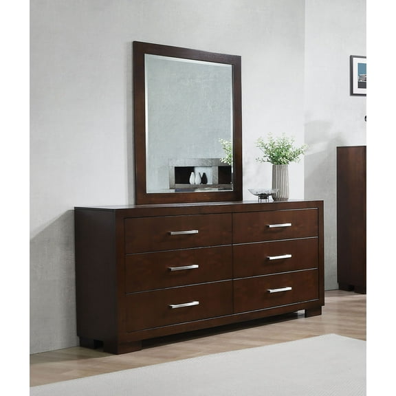 Jessica 6-drawer Dresser with Mirror Cappuccino