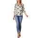 thumbnail image 2 of TOP Casual Floral de Otoño para Mujeres INSPIRE CHIC con Cuello Cuadrado y Manga Rizada de 3/4 M Beige, 2 of 6