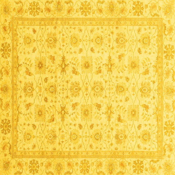 Ahgly Company Indoor Square Oriental Yellow Modern Area Rugs, 5' Square