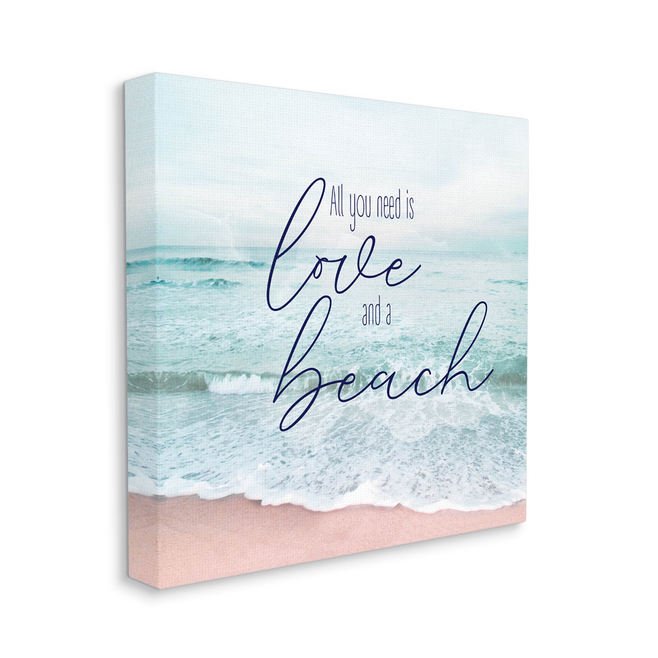 Love & A Beach Nautical Phrase Coastal Graphic Art Gallery Wrapped Canvas Print Wall Art