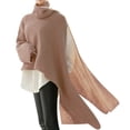 thumbnail image 1 of Prendas de Punto para Fiesta Gibobby de cuello para mujer manga larga de murciélago dobladillo asimétrico suéter informal tops de Punto rosa S, 1 of 5