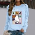 thumbnail image 2 of Halloween Sweatshirt for Women Hoodless Sweatshirt Oversized Crewneck Pullover Top for Women Long Sleeve Sweatshirt Casual Wear Comfortable Soft Light Blue M, 2 of 5