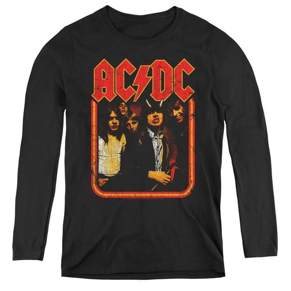 AC/DC Group Distressed Women's Long Sleeve T-Shirt Black