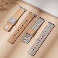 thumbnail image 2 of Correas de tela compatibles con Apple Watch de 41 mm, 40 mm y 38 mm, correa de lona con forro de cuero genuino suave y botón a presión para Apple iWatch Series 7, 2 of 5