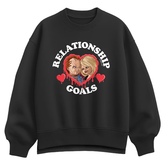 Chucky - Bride of Chucky Valentine Relationship Goals - Women's Oversized Fleece Crew Sweatshirt