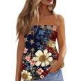 thumbnail image 2 of Womens 4th of July Smocked Strapless Pleated Tube Tops Pariotic Print Strapless Pleated Bandeau Tunic Sleeveless Tank Tops, 2 of 5