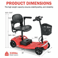 thumbnail image 4 of SEIZEEN 4 Wheels Mobility Scooter, Motorized Scooter for Adults Up to 330LBS, Electric Mobility Scooter with Baskets, Compact Mobile for Seniors, Red, 4 of 11