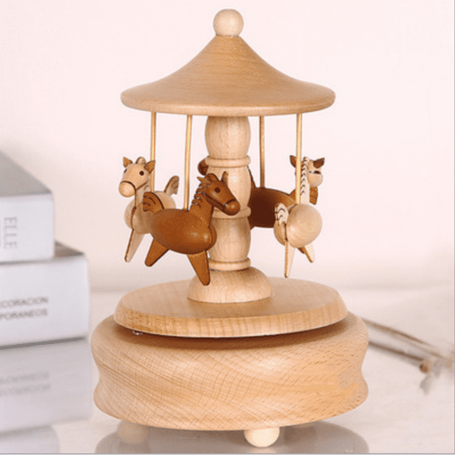 Christmas Music Box, Wooden Music Box Girl Musical Box for Birthday Wedding Christmas, Carousel