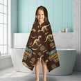 thumbnail image 6 of Brown Cartoon Dinosaurs Fossils Pattern Hooded Bath Towel，50"x30" for Ages 3 To 12 Kids, Quick Dry Lightweight Soft Microfiber Hood Beach Towel Cover Up for Kids, 6 of 7
