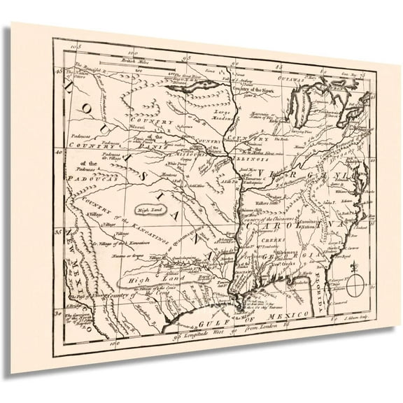 HISTORIX 1763 Colonial America Vintage Map Poster Wall Art Print, 24 x 36 Inch