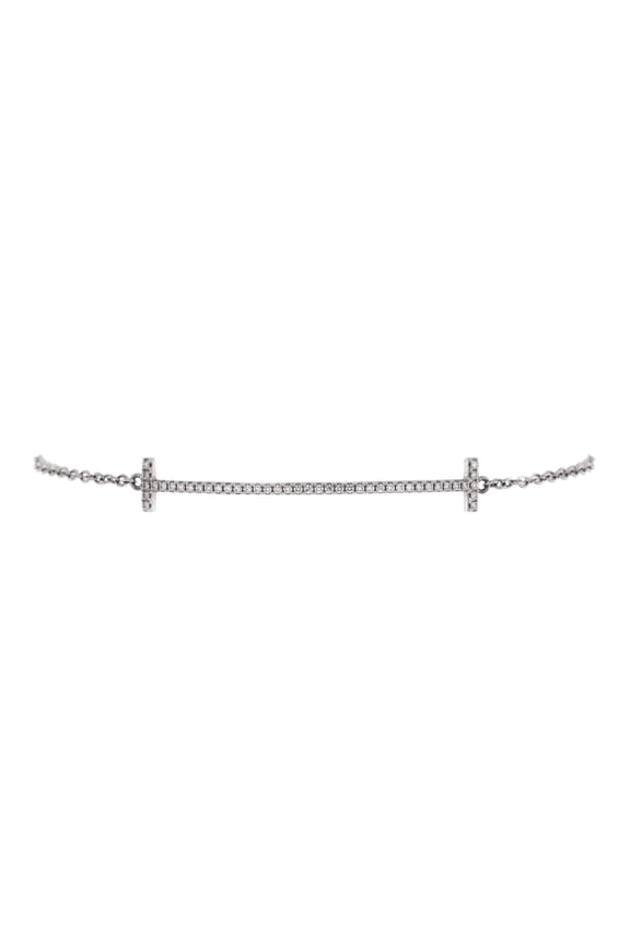Pre-Owned Tiffany & Co. Tiffany & Co. T Smile Chain Bracelet 18K White Gold with Diamonds Medium By Rebag