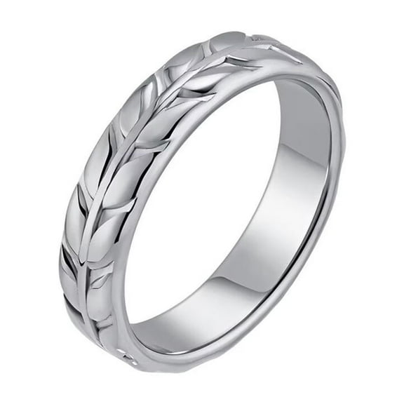 PAURO Women's Stainless Steel Minimalist Tulip Flowers Wedding Promise Band Dome Ring Silver Size 7