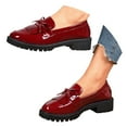 thumbnail image 3 of YLYL Women's Loafers Patent Leather Chunky Heel Lug Sole Slip on Fashion Casual Business Office Oxford Shoes, 3 of 9