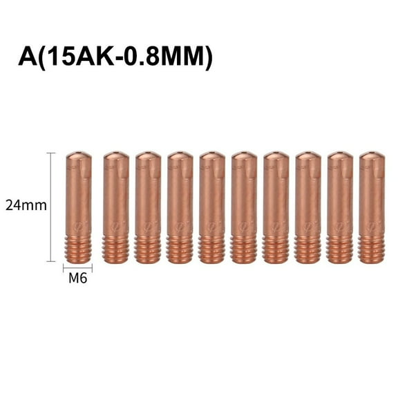 10-Pack Premium Copper 15AK MIG Welding Contact Tips 0.8/1.0/1.2mm M6x24mm Nozzles Welding Nozzle Set Torch Accessories
