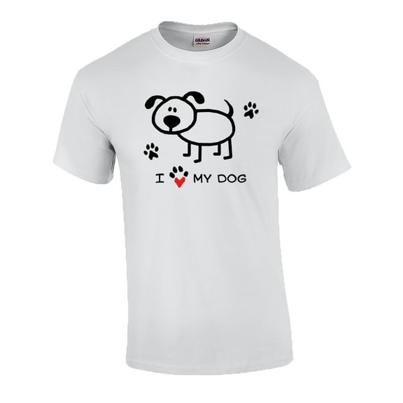 I Love My Dog Paw Print Heart Graphic Short Sleeve T-Shirt-Small White