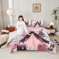 thumbnail image 4 of Homewish Kawaii Princess Dress Queen Comforter Set for Girl, Romantic Love Heart Bedding Sets, Pink Black Fashion Reversible Bedding Comforter Set, Ultra Soft Bedroom Decor, 3pcs, 4 of 8