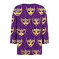 thumbnail image 3 of UPPADA Femmes T-Shirts à Manches 3/4 Mardi Gras Yall T-Shirts à Imprimé Floral Col Ras du Cou Blouse à devant Plissé Hauts d'Été Décontractés Chandail à Enfiler Haut Mode Fête Défilé Hauts Hauts à Manches 3/4 pour Femmes Liquidation, 3 of 5