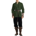 thumbnail image 2 of WTXUE Medieval Clothing Set Clothing Set with Linen Shirt Medieval Shirt Medieval Pants with Ankle Strap Relaxed Fit Pant Suits (Men's) Size XXL, 2 of 3