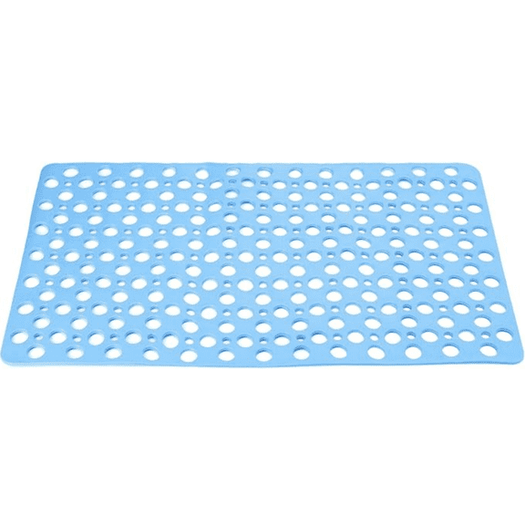 Nonslip Bathtub Mat 29.5"x17" TPE Anti-Slip Washable Tub Shower Mats with Suction Cups and Drain Holes for Bathroom Kitchen Bathtub Treads Stairs, Blue