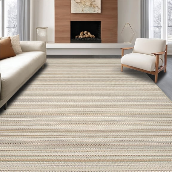 ODIKA 4'x6' Machine Washable Non-Slip Area Rug, Traditional Geometric Patterned High Traffic Rug, Beige, 184413