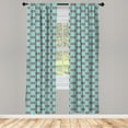 thumbnail image 4 of Ambesonne Plaid Window Curtains, Bicolor Checkered Retro, Each 28" W x 63" L, Dark Brown Seafoam White, 4 of 4