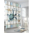 thumbnail image 3 of Sea Turtle Shower Curtain, Ocean Starfish Shell Wood Grain Rope Waterproof Shower Curtain Set with 12 Hooks Lightweight Washable Fabric Shower Curtains for Bathroom 72x78 Inches, 3 of 6