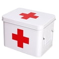thumbnail image 1 of Antiguo botiquín de primeros auxilios familiar, tanque de medicina, caja de almacenamiento de medicina de metal rojo, blanco, 22,5*16,5*16cm JAMW Sencillez, 1 of 5