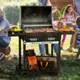 thumbnail image 3 of Royal Gourmet CD1824ET 24-Inch Movable Charcoal BBQ Grill with Foldable Side Shelves, Temperature-Controlled, 3 of 14
