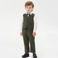 thumbnail image 2 of Pimfylm Baby Outfits Boy Baby Boys Gentleman Outfits Shorts Sets,Infant Shirt + Shorts + Bow Tie + Suspenders 3PCS Green,Size for 6-12 Months, 2 of 9