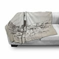 thumbnail image 3 of Las Vegas Soft Flannel Fleece Blanket, Sketch Style Landscape Composition of Nevada State City Hand Drawn Illustration, Cozy Plush for Indoor and Outdoor Use, 60" x 80", Beige Black, by Ambesonne, 3 of 6