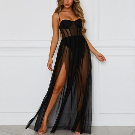 

Miayilima Ladies Lingerie Lace Temptation Transparent Mesh Suspender Nightdress