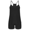 thumbnail image 7 of WREESH Womens Pajama Sets Fashion Two Piece Pajamas Soft Casual Solid Top Shorts Suit Black, 7 of 7